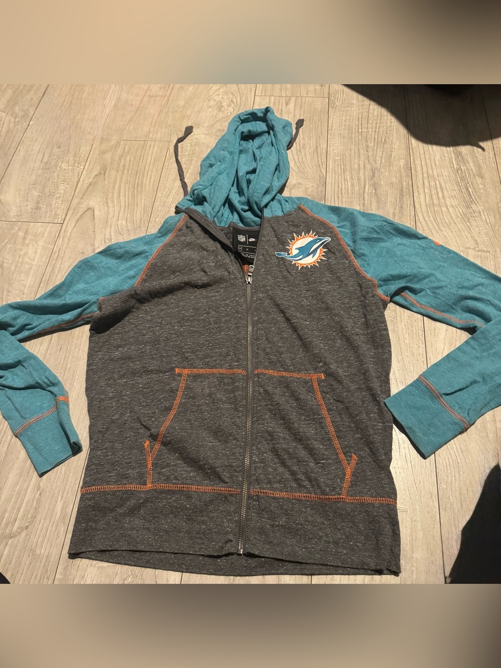 Nike NFL Miami Dolphins Charcoal & Teal Zip Hoodie